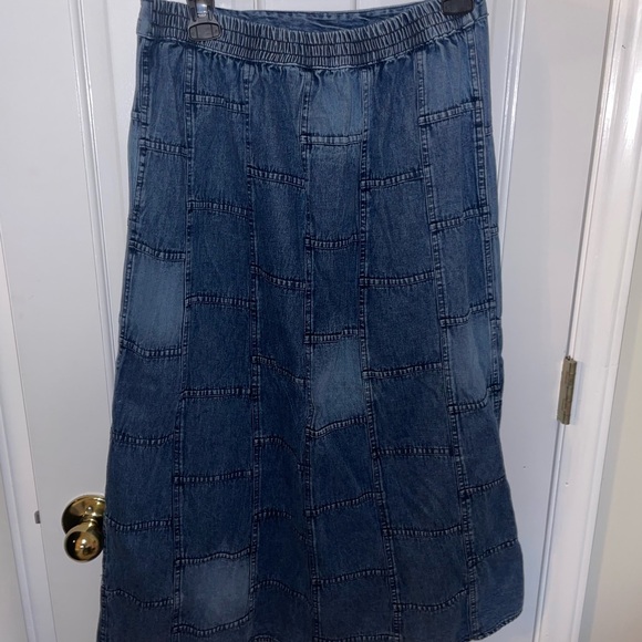 Denim Patchwork Maxi Skirt - Picture 3 of 3
